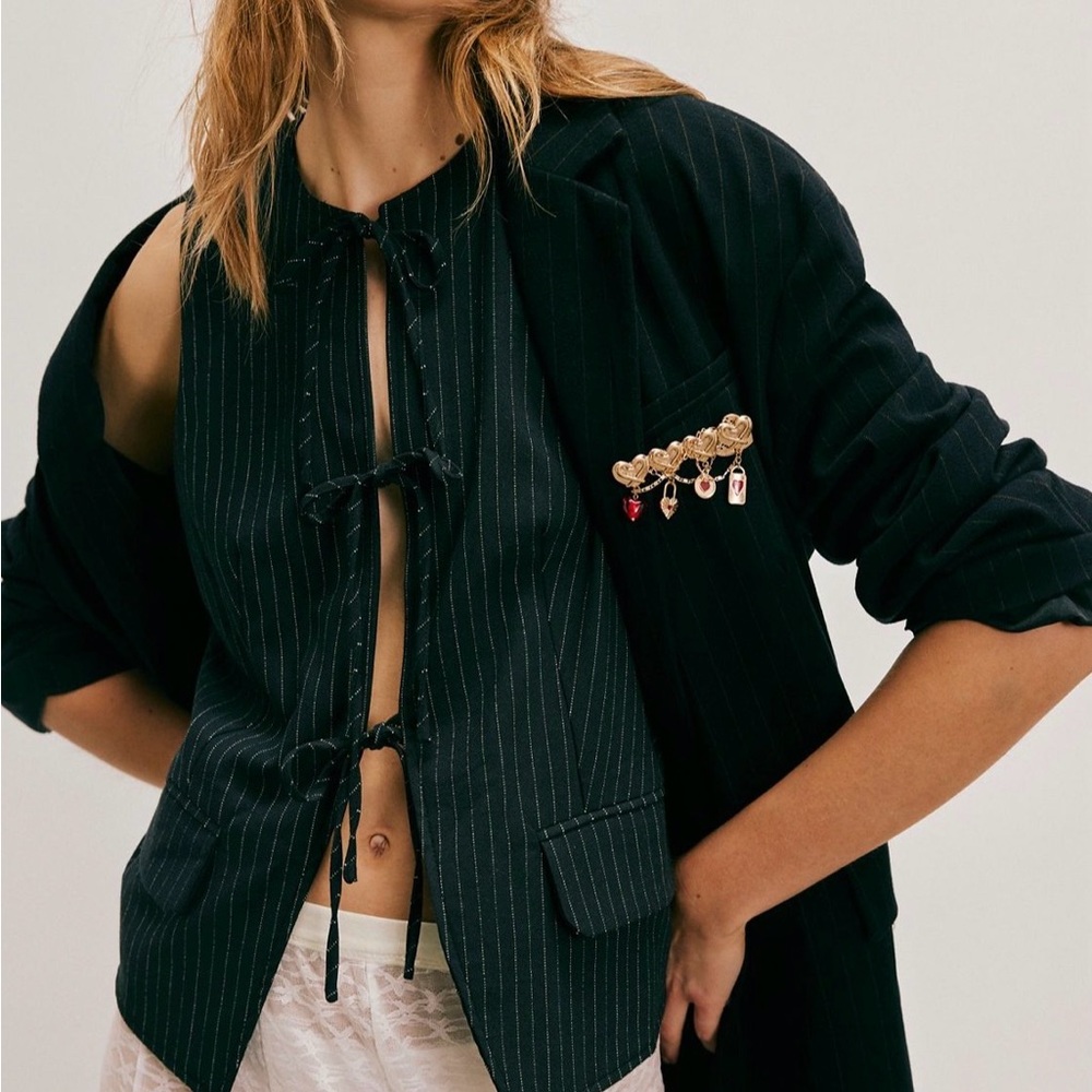 Free People Celia Pinstripe Suit Vest Sz M